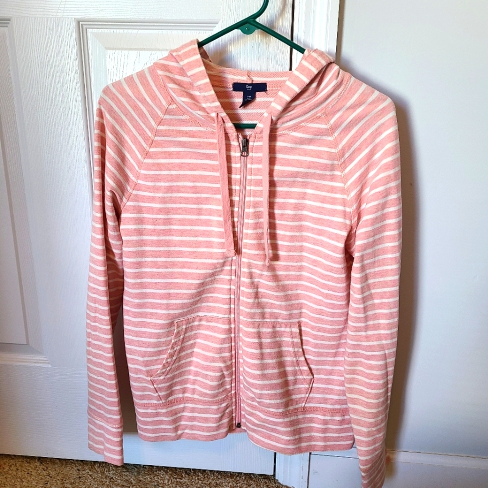 Gap Pink Striped Zip Up Hoodie